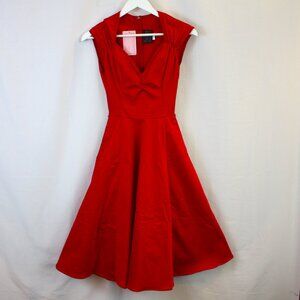Pinup Couture Dress Womens XS Red Sweetheart Neckline A-Line Flared Rockabilly